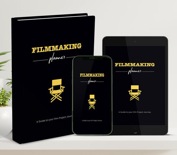 Digital Filmmaking Planner mock up of hardcopy and digital planner. 