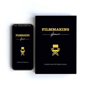 Hardback filmmaking planner and digital planner mock up 