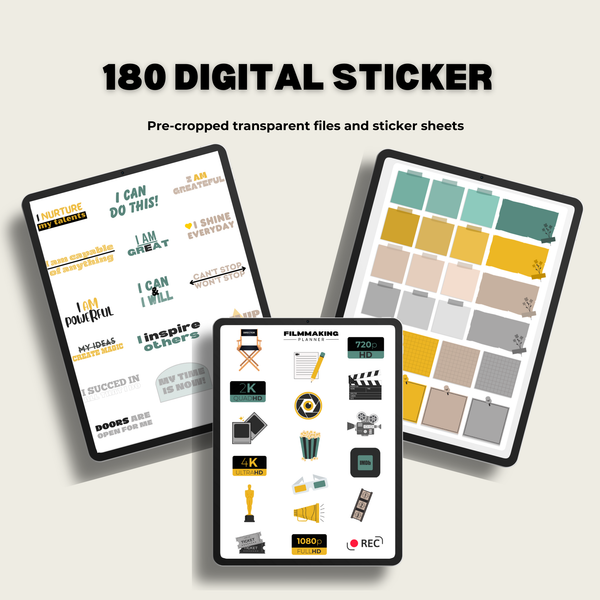 digital filmmaking stickers for the digital planner